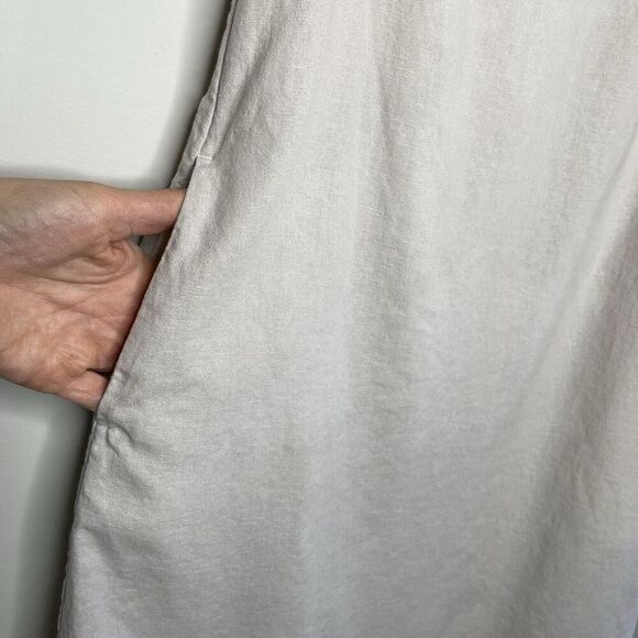 J.CREW Mini Dress Women 2 Beige Linen Blend Sleeveless Shift Pockets CA406 - Picture 4 of 14